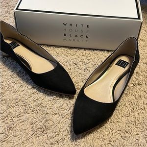 Black flats with flower design for small heel